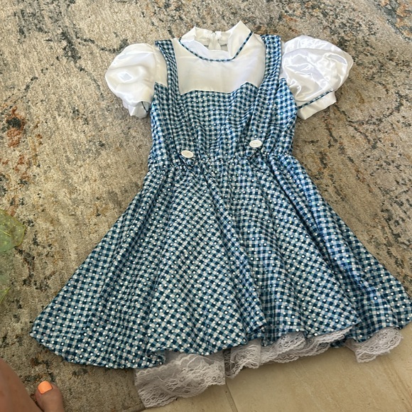 Wizard of Oz blue and white checkered Dorothy costume size medium sparkly - Picture 7 of 7